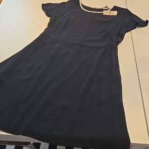 LOFT Black Dress with White Accents